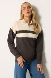 LTS Tall Women's Brown Colour Block Half Zip Sweatshirt | Long Tall sally 3