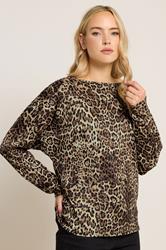 LTS Tall Brown Animal Print Batwing Top | Long Tall Sally 1