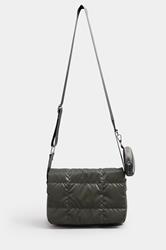 Khaki Green Quilted Cross Body Bag | Yours Clothing 1