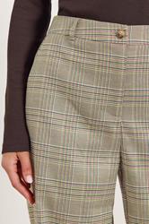 LTS Tall Beige Brown Check Wide Leg Trousers | Long Tall Sally 5