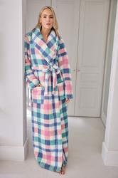 LTS Tall Blue & Pink Check Shawl Dressing Gown | Long Tall Sally 1