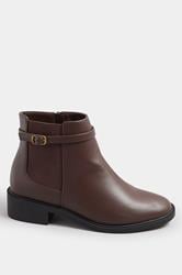 Black Faux Leather Buckle Stretch Ankle Boots In Wide E Fit & Extra Wide EEE Fit | Yours Clothing 3