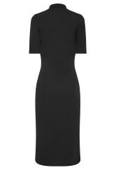 LTS Tall Black Ruched Button Midi Dress | Long Tall Sally 7
