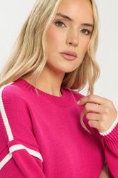 LTS Tall Hot Pink Piped Crew Neck Jumper | Long Tall Sally 4