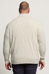BadRhino Big & Tall Marshmallow Cream Cable Knit Quarter Zip Jumper | BadRhino 3