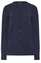 LTS Tall Navy Blue Crew Neck Button Cardigan | Long Tall Sally 1