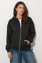 LTS Tall Women's Black Zip Through Pocket Hoodie | Long Tall Sally 2