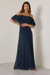 LTS Tall Women's Navy Blue Ruffle Maxi Dress | Long Tall Sally 1