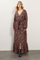 LTS Tall Black Floral Button Maxi Dress | Long Tall Sally 1