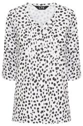 LTS Tall Women's White Dalmatian Print Henley Top | Long Tall Sally 6