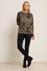 LTS Tall Brown Animal Print Batwing Top | Long Tall Sally 2