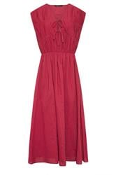 LTS Tall Berry Red Tie Front Cotton Midi Dress