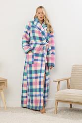 LTS Tall Blue & Pink Check Shawl Dressing Gown | Long Tall Sally 1