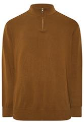 BadRhino Big & Tall Brown Milano Quarter Zip Jumper | BadRhino 1