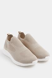 Gold Knitted Slip On Trainers In Wide E Fit | Yours Clothing  1