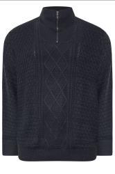 JACK & JONES Big & Tall Navy Blue High Neck Quarter Zip Jumper | BadRhino 3