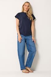 LTS Tall Navy Blue Grown-On Sleeve Top | Long Tall Sally 1