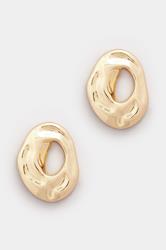 Gold Tone Oval Statement Stud Earrings | Yours Clothing 2