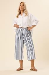 YOURS Plus Size Blue Linen Look Culottes | Yours Clothing 1