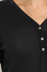 LTS Tall Black Cotton Waffle Pyjama Top | Long Tall Sally 4