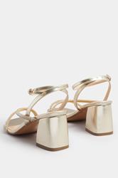 Gold Diamante Block Heel Sandals In Extra Wide EEE Fit | Yours Clothing 4