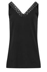 LTS Tall Black Lace Cotton Vest Top