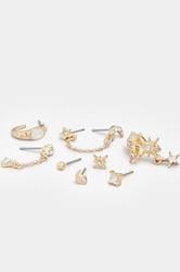 9 PACK Gold Tone Celestial Mixed Earring Set | Yours Clothing 4