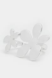 Silver Tone Adjustable Flower Ring | Yours Clothing 2