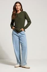 LTS Tall Khaki Green Knitted Button Cardigan | Long Tall Sally 2