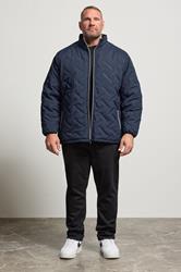 D555 Big & Tall Navy Blue Quilted Padded Jacket | BadRhino 2