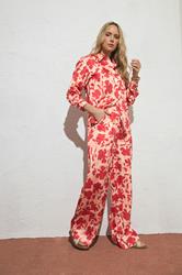 LTS Tall Women's Pink Floral Satin Wide Leg Trousers | Long Tall Sally 3