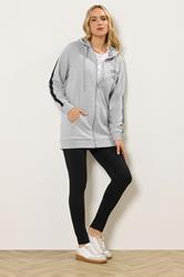 LTS Tall Women's Grey Marl 'Sports Club' Slogan Longline Hoodie | Long Tall Sally 2