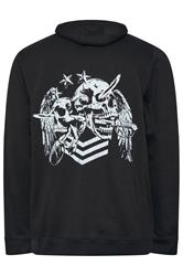 BadRhino Big & Tall Black Skull Military Zip Through Hoodie | BadRhino 2
