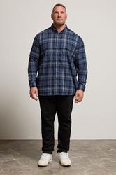 D555 Big & Tall Navy Blue Check Shirt | BadRhino 2