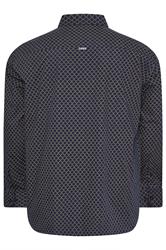 D555 Big & Tall Navy Blue & Gold Geometric Print Shirt | BadRhino 2