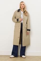 LTS Tall Stone Brown Longline Car Coat | Long Tall Sally 2