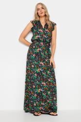 LTS Tall Women's Navy Blue Floral Print Frill Sleeve Maxi Dress | Long ...