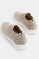 Gold Knitted Slip On Trainers In Wide E Fit | Yours Clothing  4