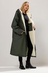 LTS Tall Khaki Green Waterproof Fleece Lined Robe | Long Tall Sally 2