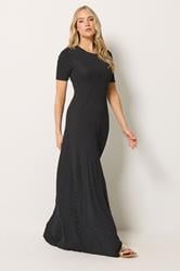 LTS Tall Women's Black Polka Dot Short Sleeve Maxi Dress | Long Tall Sally 1