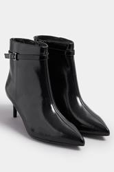 Black Buckle Pointed Toe Kitten Heel Boots In Extra Wide EEE Fit | Yours Clothing 2