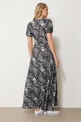 LTS Tall Black Abstract Animal Wrap Maxi Dress | Long Tall Sally 3