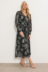 LTS Tall Black & Gold Floral Jacquard Midaxi Dress | Long Tall Sally 2