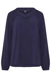 LTS Tall Women's Navy Blue Crinkle Blouse | Long Tall Sally 5