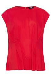 LTS Tall Red Pleated Peplum Top