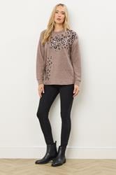 LTS Tall Brown Animal Embellished Jumper | Long Tall Sally 2