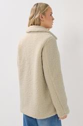 LTS Tall Ivory White Borg Button Through Jacket | Long Tall Sally 3