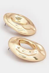Gold Tone Oval Statement Stud Earrings | Yours Clothing 3