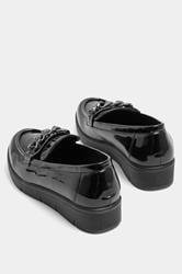 Black Chain Detail Flatform Loafers In Wide E Fit | Yours Clothing 5
