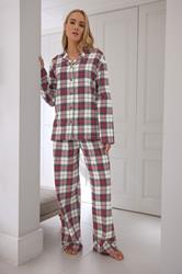 LTS Tall Ivory White & Red Cotton Check Pyjama Set | Long Tall Sally 1